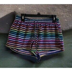 City Streets Shorts Womens Medium M Lightweight Pull On Rainbow Colors Stripes